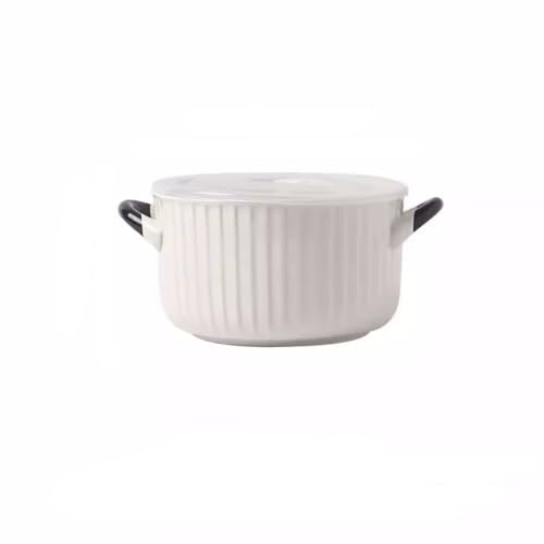 Ramen Bowls Obstschale aus Keramik, Instant-Nudelschale mit Deckel für Schlafsäle, Studenten-Instant-Nudelbecher, mikrowellengeeignete Reisschale, speziell für das Essen in der Kantine, Salatschüssel von MIROOOO