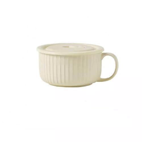 Ramen Bowls Obstschale aus Keramik, Instant-Nudelschale mit Deckel für Schlafsäle, Studenten-Instant-Nudelbecher, mikrowellengeeignete Reisschale, speziell für das Essen in der Kantine, Salatschüssel von MIROOOO