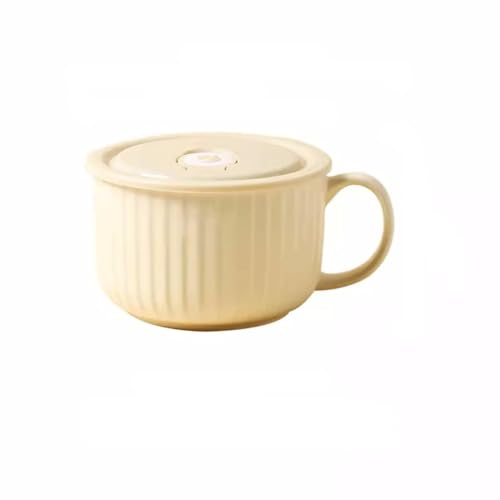 Ramen Bowls Obstschale aus Keramik, Instant-Nudelschale mit Deckel für Schlafsäle, Studenten-Instant-Nudelbecher, mikrowellengeeignete Reisschale, speziell für das Essen in der Kantine, Salatschüssel von MIROOOO