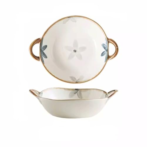 Ramen Schalen Fruchtschale Chinesische Keramik 9-Zoll-Suppenschüssel mit zwei Ohren Haushalts-Suppenschüssel Große Schüssel Suppe Becken Geeignet für Suppe, Nudeln und Obst Salatschüssel Essteller von MIROOOO