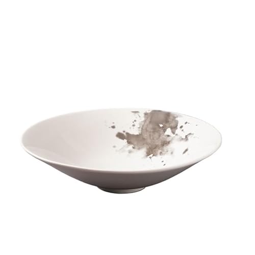 Ramen-Schalen Obstschale Kreatives Geschirr Tinte Weiß Rund Grundschüssel Restaurant Hotel Gericht Suppenschüssel Chinesisches Geschirr aus Keramik Salatschüssel Essteller(21cm) von MIROOOO