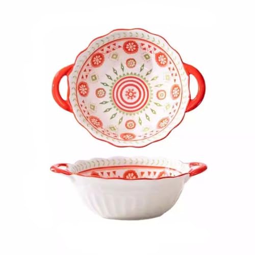 Ramenschalen Obstschale Kreative Suppenschale mit Doppelohren aus Keramik, große Instant Nudelschale, Nudelschale, Suppenbecken, Salatschüssel, flache Teller von MIROOOO