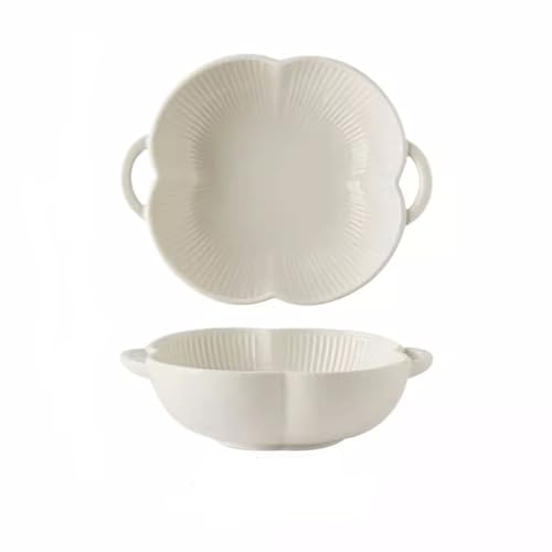 Ramenschalen Obstschalen Suppenschale mit Doppelohren, Suppenschüssel mit Ohren für den Haushalt, Nudelschale aus Keramik, chinesische Nudelschale, Geschirr, große Salatschüssel, Salatschüssel, flache von MIROOOO