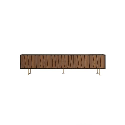 TV Schrankständer 150cm Holz Land Wohnzimmer Entertainmentzentrum, Haushaltsboden Aufbewahrungsschrank für Hotels & Familienurlaube​ Unterhaltungszentrum Fernsehschrank (240x40x60cm) von MIROOOO