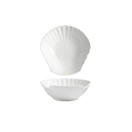 Unregelmäßige niedrige Schüssel aus weißer Keramik 6 Zoll für Gemüsesalat, Desserts, Obst, spezielle Form Salatschüssel für die Küche von MIROOOO