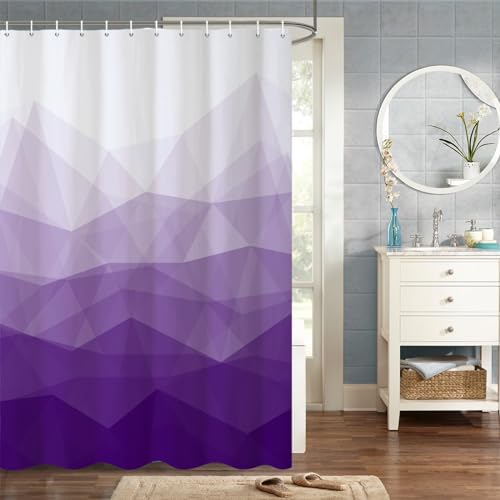 MIRRORANG 150x180cm Lila Stoff Duschvorhang Lila Ombre Geometrischer Berg Duschvorhang für Badezimmer Wasserdichtes Polyestergewebe Set mit Haken MIRRORANG 150x180cm Lila Stoff Duschvorhang Lila Ombre Geometrischer Berg Duschvorhang für Badezimmer Wasserdichtes Polyestergewebe Set mit Haken von MIRRORANG