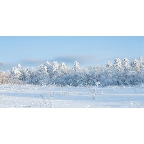 MIRRORANG 180x46cm Weißer, verschneiter Aquarium Hintergrund mit Winter Kiefernwald und Neujahr, Weihnachten, Aquarium Hintergrund aus Vinyl von MIRRORANG