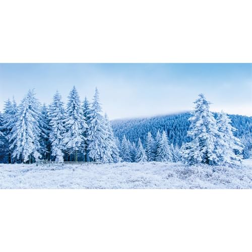 MIRRORANG 180x61cm Winterlicher, verschneiter Wald, Aquarium Hintergrund, weiße Kiefern, langlebiger Aquarium Dekorationshintergrund, Vinyl von MIRRORANG