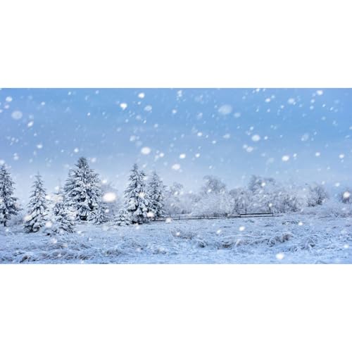 MIRRORANG 61x30cm Winterliche Schneelandschaft als Aquarium Hintergrund für Neujahrsdeko, Weißer Schneebedeckter Wald Aquarium Hintergrund, Vinyl von MIRRORANG