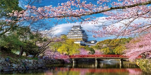 MIRRORANG 91x41cm Frühling Natur Aquarium Hintergrund Frühling Rosa Blumen Kirsche Japanischer Tempel Fisch Tank Hintergrund Vinyl Hintergrund von MIRRORANG