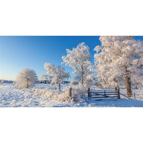 MIRRORANG 91x41cm Winterliche, verschneite Landschaft, Aquarium Hintergrund, weiße, schneebedeckte Erde, Bäume, langlebiger Aquarium Hintergrund, Vinyl von MIRRORANG