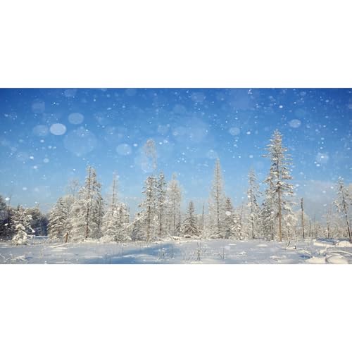 MIRRORANG 91x41cm Winterliche Schneelandschaft als Aquarium Hintergrund, Schneelandschaft, Kiefern, Aquarium Hintergrund für saisonale Feiertagsdeko, Vinyl von MIRRORANG