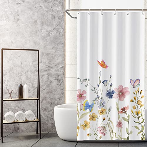 MIRRORANG Aquarell Blume Stall Duschvorhang, Schimmel resistent Polyester Badezimmer Vorhang Sets mit Haken für Badezimmer Home Decor,92x183cm von MIRRORANG