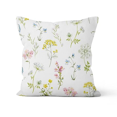 MIRRORANG Blumen werfen Kissenbezüge, Home Decor Sofa Kissenbezüge, Polyester Leinen 46x46cm, Gelb Rosa von MIRRORANG