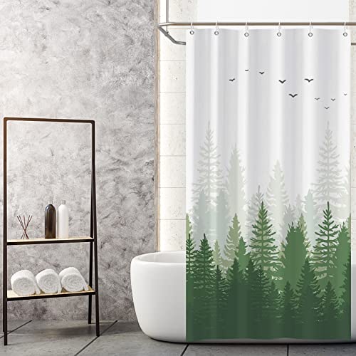 MIRRORANG Green Forest Stall Duschvorhang, Tropischer Duschvorhang Set mit 6 Haken, Badezimmer Vorhänge Durable Fabric Machine Washable,92x183cm von MIRRORANG