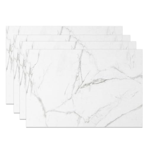 MIRRORANG Moderne Tischsets aus weißem Marmor, 45 x 30 cm, zartes Grau, für Küche, Esszimmer, Heimdekoration, Tischmatten von MIRRORANG