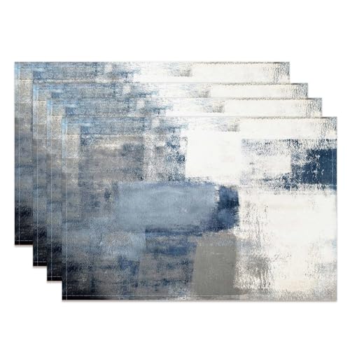 MIRRORANG Platzsets in Hellblau und Grau, 4 Stück, 45 x 30 cm, abstraktes Design, Platzsets für Küche, Esszimmer, Dekoration MIRRORANG Platzsets in Hellblau und Grau, 4 Stück, 45 x 30 cm, abstraktes Design, Platzsets für Küche, Esszimmer, Dekoration von MIRRORANG