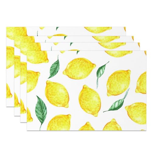 MIRRORANG Zitronen-Tischsets, 4 Stück, 45 x 30 cm, gelb-grünes Obstmuster, waschbar, Tischset für Sommer, Küche, Party, Esszimmer, Dekoration MIRRORANG Zitronen-Tischsets, 4 Stück, 45 x 30 cm, gelb-grünes Obstmuster, waschbar, Tischset für Sommer, Küche, Party, Esszimmer, Dekoration von MIRRORANG