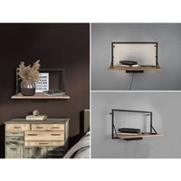 LED Wandregal 2er SET mit Beleuchtung aus Metall schwarz & Holz 50cm breit von MIRRORS AND MORE