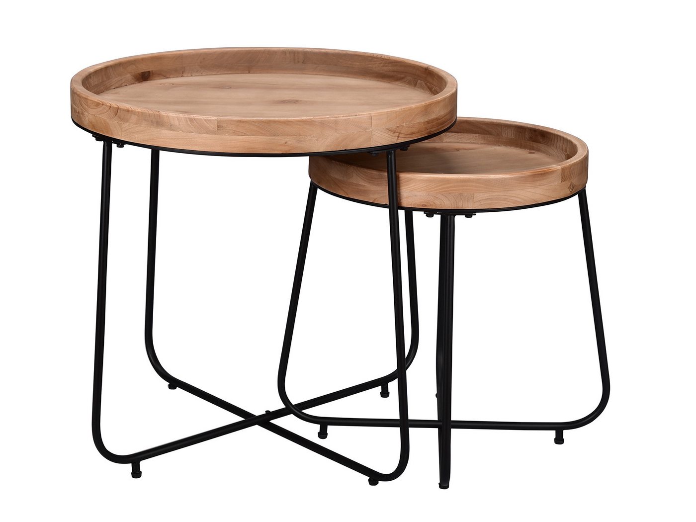 MIRRORS AND MORE Couchtisch (2er Set), Wohnzimmer-Beistelltisch für Sofas, Nachttisch rund Höhe 48cm und 58cm von MIRRORS AND MORE