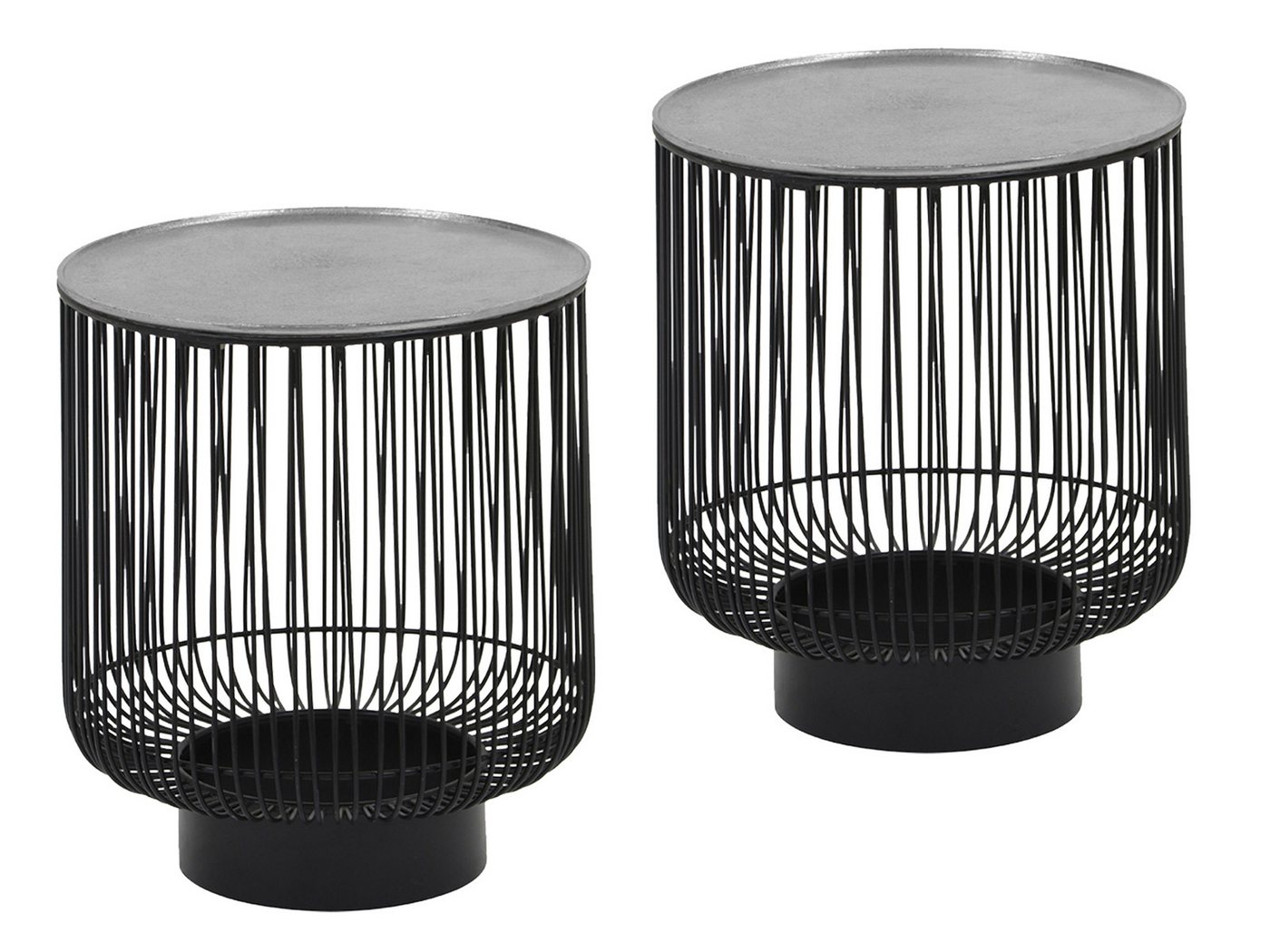 MIRRORS AND MORE Couchtisch (2er Set), Wohnzimmertisch rund, Korbtische als Beistelltisch Metall, Höhe 46cm von MIRRORS AND MORE