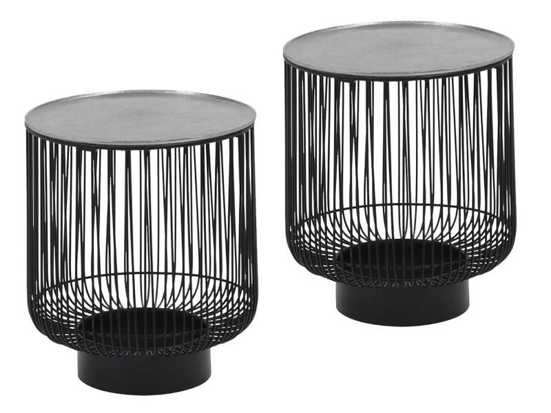 MIRRORS AND MORE Couchtisch (2er Set), Wohnzimmertisch rund, Korbtische als Beistelltisch Metall, Höhe 46cm von MIRRORS AND MORE
