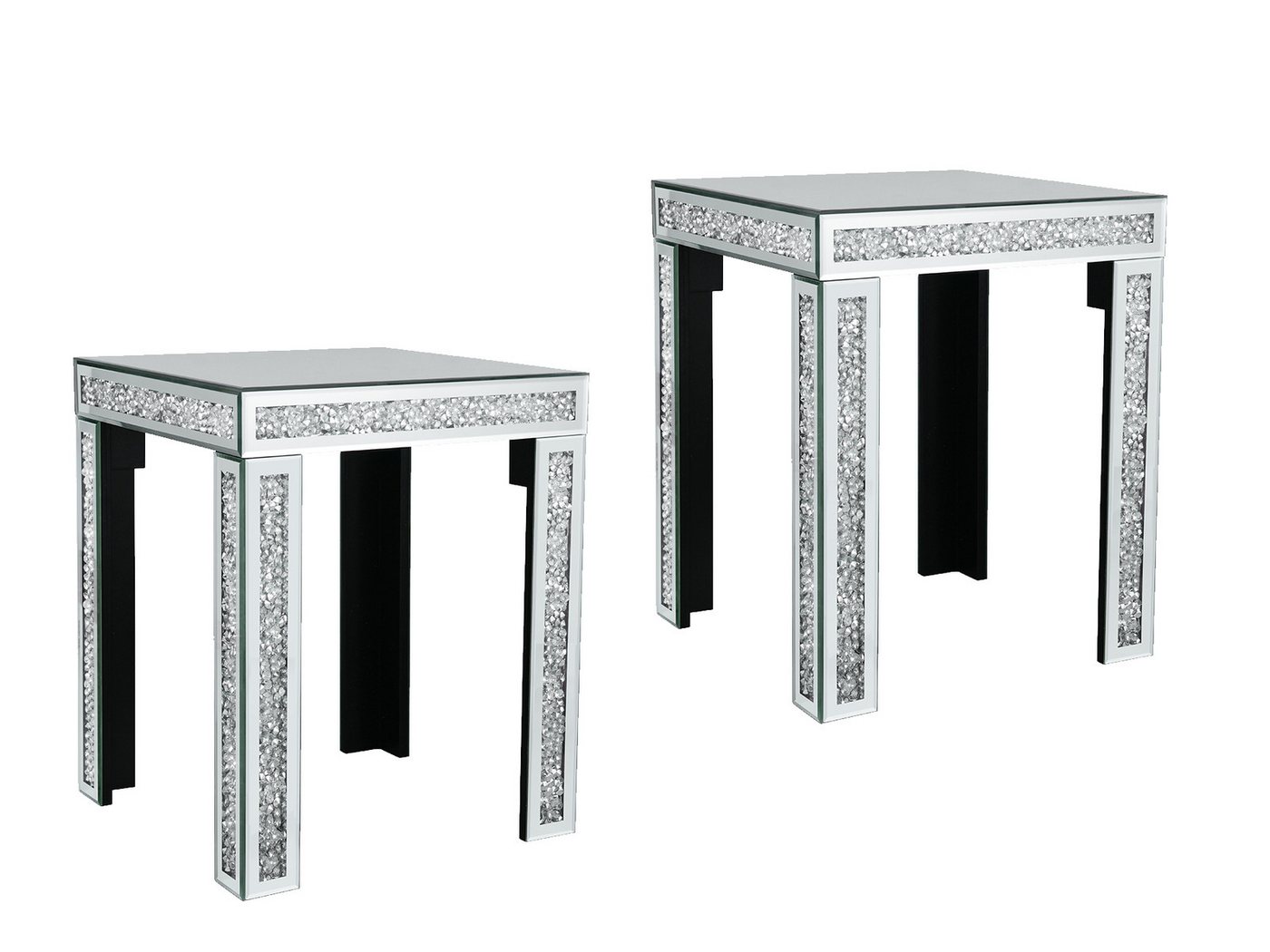 MIRRORS AND MORE Couchtisch (2er Set), Nachttisch verspiegelt ausgefallene Beistelltische für Sofas Höhe 50cm von MIRRORS AND MORE
