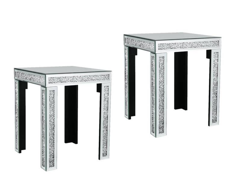 MIRRORS AND MORE Couchtisch (2er Set), Nachttisch verspiegelt ausgefallene Beistelltische für Sofas Höhe 50cm von MIRRORS AND MORE