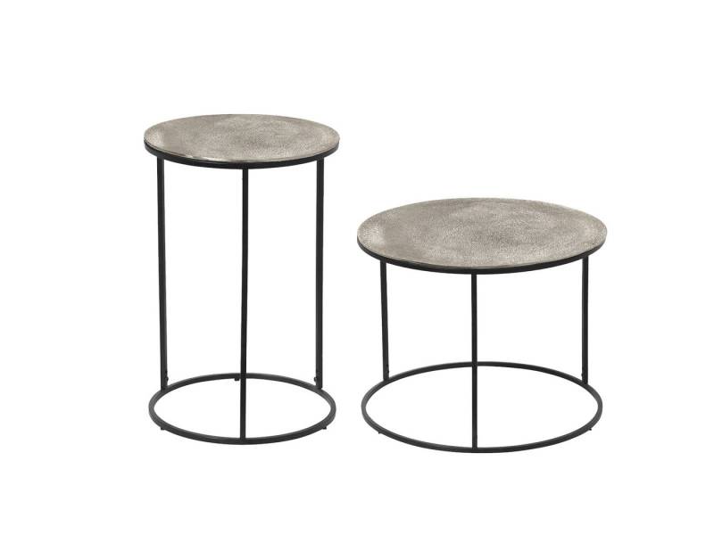 MIRRORS AND MORE Couchtisch (2er Set), Wohnzimmer-Beistelltisch für Sofas, Nachttisch Metall Höhe 46 und 61cm von MIRRORS AND MORE