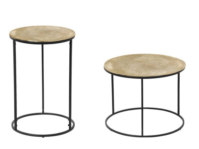 MIRRORS AND MORE Couchtisch (2er Set), Wohnzimmertisch Sofa-Beistelltisch, Nachttisch Gold Höhe 46cm und 61cm von MIRRORS AND MORE