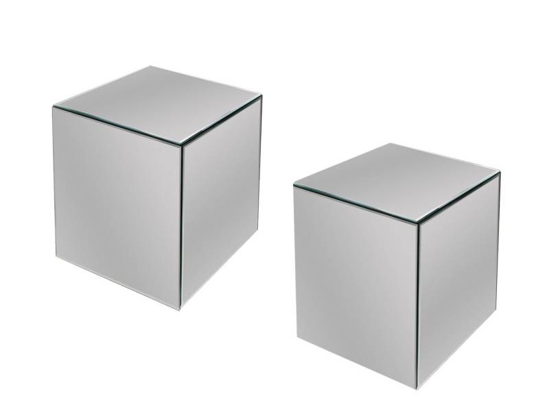 MIRRORS AND MORE Couchtisch (2er Set), verspiegelte Nachttische Beistelltisch ausgefallen für Sofas Höhe 45cm von MIRRORS AND MORE