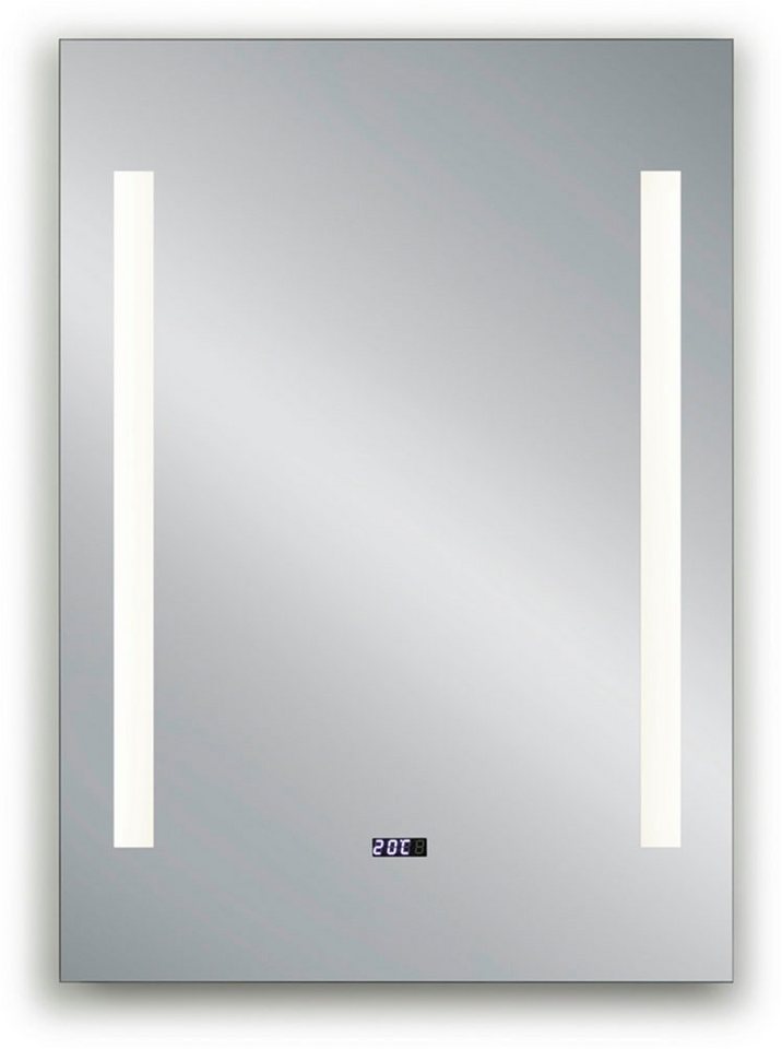MIRRORS AND MORE LED-Lichtspiegel Ilonka (1-St), LED-Beleuchtung, integrierte Zeitanzeige von MIRRORS AND MORE