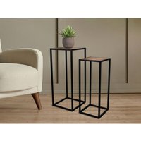 Mirrors And More - Beistelltisch 2er Set valeria aus Metall Schwarz mit Tischplatte in Holzoptik Mirrors And More - Beistelltisch 2er Set valeria aus Metall Schwarz mit Tischplatte in Holzoptik von MIRRORS AND MORE