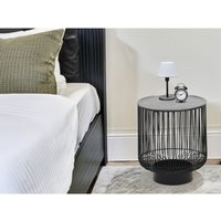 Mirrors And More - Beistelltisch rina Korbtisch Metall Schwarz und Tischplatte Silber, Höhe 46cm Mirrors And More - Beistelltisch rina Korbtisch Metall Schwarz und Tischplatte Silber, Höhe 46cm von MIRRORS AND MORE