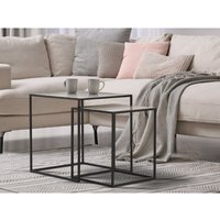 Couchtisch shania 2er Set - Satztisch Metall in Schwarz Silber von MIRRORS AND MORE