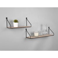 Wandregale - 2er set dana Metall Schwarz Holzboden, 45cm & 30cm breit von MIRRORS AND MORE