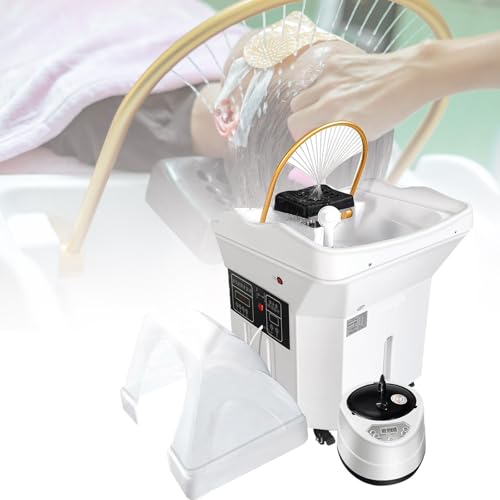 Profi Friseursalon Spa-System Thermostatische Steuerung mit 60L Fassungsvermögen Wasserkreislauf und Aromatherapie Shampoo Becken LED Phototherapie Weiß von MIRRSSET