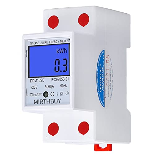 LCD Digitale Stromzähler 5(80) A 220V B Geeicht Wechselstromzähler Hutschiene KWh Zähler 1-phasiger 2-poliger 2P-DIN-Schienen-Stromzähler von MIRTHBUY