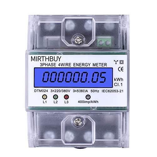 MIRTHBUY Digitaler Stromzähler mit LCD, 3-Phasen 4-Draht, Geeicht Stromzähler,Wechselstromzähler, Drehstromzähler für DIN Hutschiene Zwischenzähler Strom Geeicht 230/400V, 5-80A MIRTHBUY Digitaler Stromzähler mit LCD, 3-Phasen 4-Draht, Geeicht Stromzähler,Wechselstromzähler, Drehstromzähler für DIN Hutschiene Zwischenzähler Strom Geeicht 230/400V, 5-80A von MIRTHBUY