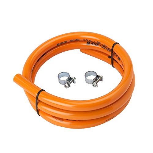 MIRTUX Kit 1 Gasschlauch für Butan | Maße: 1,3 Meter Länge und 0,9 cm Innendurchmesser | Hochwertiger Butan-Gummischlauch von MIRTUX