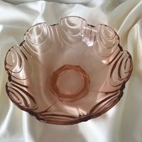 Vintage Art Deco Rosa Pfirsich Glas Schale von MIRVASCLOSET