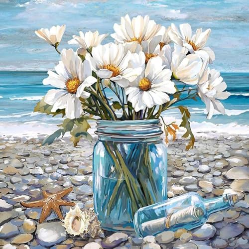 MISCER Diamond Painting für Erwachsene, Diamond Painting kit, Blumen 5D Diamant Malerei Set Anfänger, Blauer Ozean DIY Diamant Malerei Basteln Bilder Arts Geschenk für Zuhause Wand Deko 30x30cm von MISCER