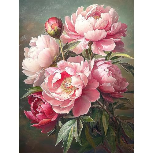 MISCER Diamond Painting für Erwachsene, Diamond Painting kit, Pfingstrose 5D Diamant Malerei Set Anfänger, Blume DIY Diamant Malerei Basteln Bilder Arts Geschenk für Zuhause Wand Deko 30x40cm von MISCER