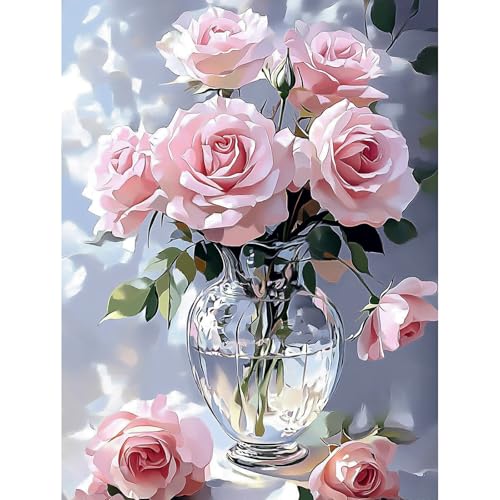 MISCER Diamond Painting für Erwachsene, Diamond Painting kit,Rosa Rose 5D Diamant Malerei Set Anfänger, Blumen DIY Diamant Malerei Basteln Bilder Arts Geschenk für Zuhause Wand Deko 30x40cm MISCER Diamond Painting für Erwachsene, Diamond Painting kit,Rosa Rose 5D Diamant Malerei Set Anfänger, Blumen DIY Diamant Malerei Basteln Bilder Arts Geschenk für Zuhause Wand Deko 30x40cm von MISCER