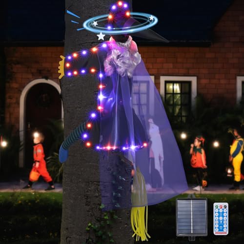 Solar-Hexe Halloween-Dekorationen für den Außenbereich – Solarbetriebene Halloween-Dekorationen für den Außenbereich mit orange/violetten beleuchteten LEDs, niedliches Hexendekor, das in den Baum Solar-Hexe Halloween-Dekorationen für den Außenbereich – Solarbetriebene Halloween-Dekorationen für den Außenbereich mit orange/violetten beleuchteten LEDs, niedliches Hexendekor, das in den Baum von MISF