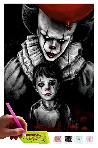 MISHBAY Diamond Painting Horror - 30x40cm Diamond Painting Erwachsene - 5D Diamant Painting Bilder - Malen nach Zahlen Clown Horror Crystal Art von MISHBAY