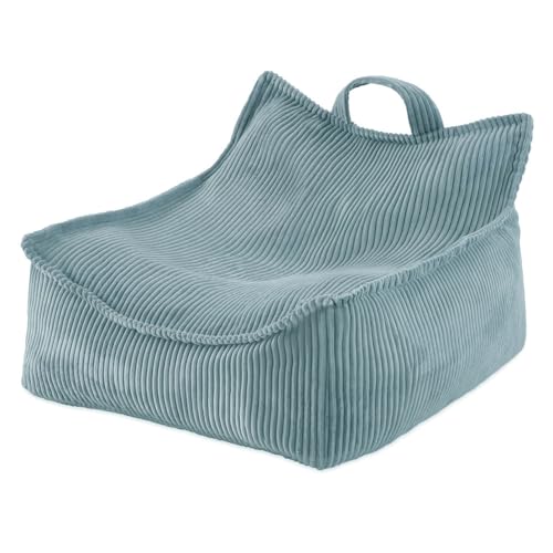 MISIOO Sitzsack Pouf für Kinder - Puffy Square - Kindersessel - Samt Pouf aus Cord - Ideal für das Kinderzimmer - Leicht zu Waschen - Licht und Elegant - 77x67x50 cm - Blau von MISIOO