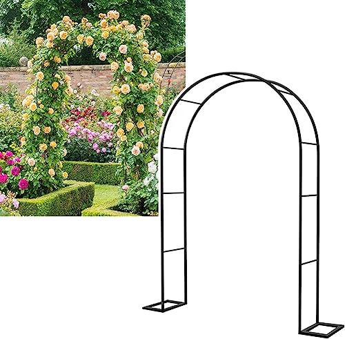 MISKYN Rosenbogen Aus Metall Rankgitter Rosenhilfe,Wetterfest Gartenbogen Torbogen Rankhilfe Hochzeitsbogen,Breit 120Cm 140Cm 180Cm 240Cm 300Cm 350Cm (Schwarz),Schwarz,W2.4M*H2.2M von MISKYN