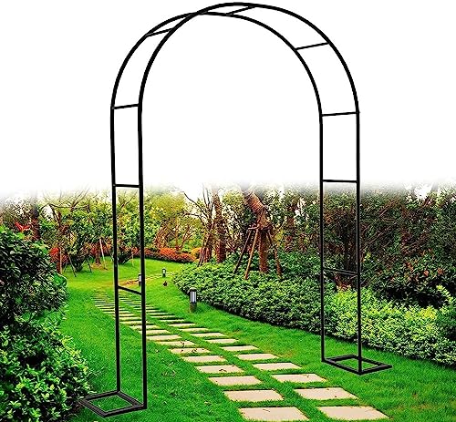 MISKYN Schwarz Rosenbogen, Metall Torbogen Rankhilfe Rankgitter Rankbogen Gartenbogen Rostfrei Rosengestell Rankenbogen Für Kletterpflanzen, Hochzeit, 220/230Cm Hoch,Schwarz,W1.8M*H2.2M von MISKYN