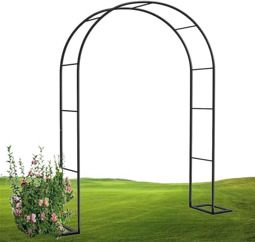 Schwarz Rosenbogen, Metall Torbogen Rankhilfe Rankgitter Rankbogen Gartenbogen Rostfrei Rosengestell Rankenbogen Für Kletterpflanzen, Hochzeit, 220/230Cm Hoch,Grün,W1.8M*H2.2M von MISKYN